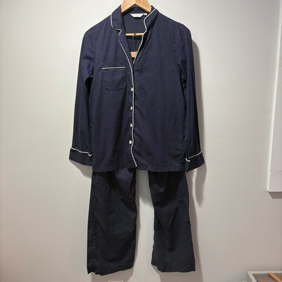 Derek Rose Cotton Batiste Navy Polkadot Print Pajama Set Size XS 100% Cotton - Picture 2 of 16